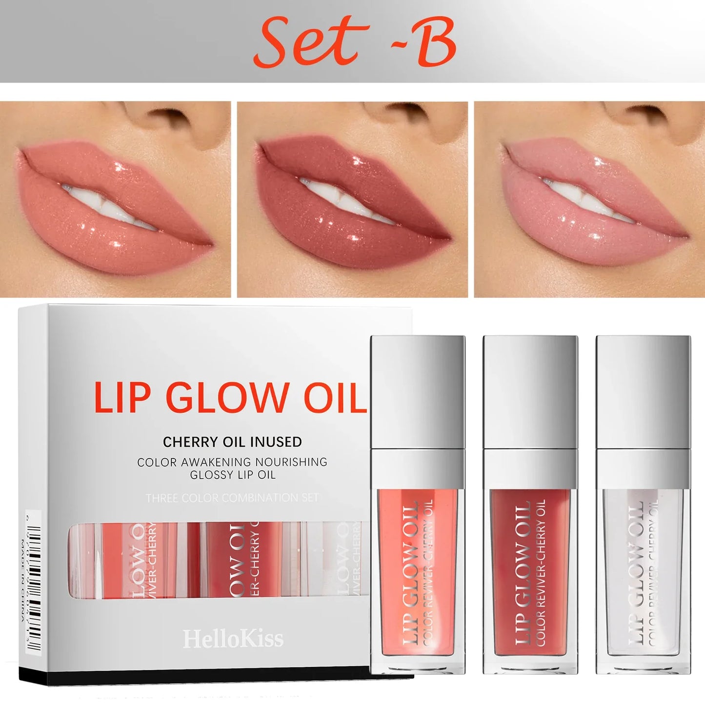 Hello Kiss Crystal Jelly Lip Oil Set | Tinted Plumping Gloss