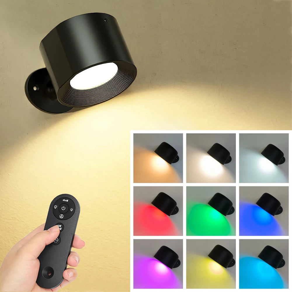 Led Wall Lamp Touch Remote Control IR 360 Rotatable USB Recharge Wireless Portable Night Light For Bedside Bedroom Reading Lamp Peaceful Pleasures Health and Wellness Black