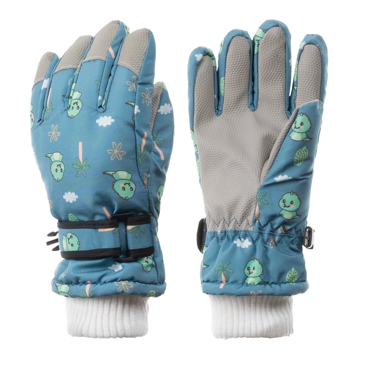Children Winter Gloves Thickened Warm Cartoon Print Ultra-Soft Lightweight Cold-Weather for Ski Fitness Running Gift For Xmas Peaceful Pleasures Health and Wellness Blue Size M