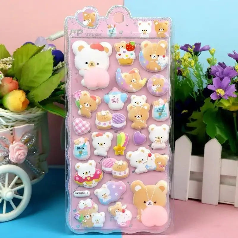 3D Cute Animal Butt Puffy Stickers | Scrapbook & Decal Sheet
