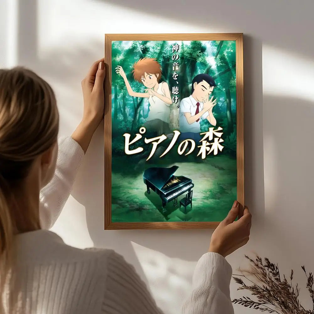 Anime F-Forest of Piano Poster HD Self Adhesive Waterproof Wall Art Ideal for Home Office Dorm Bedroom Great Gift Peaceful Pleasures Health and Wellness White1 50X70cmNoframe
