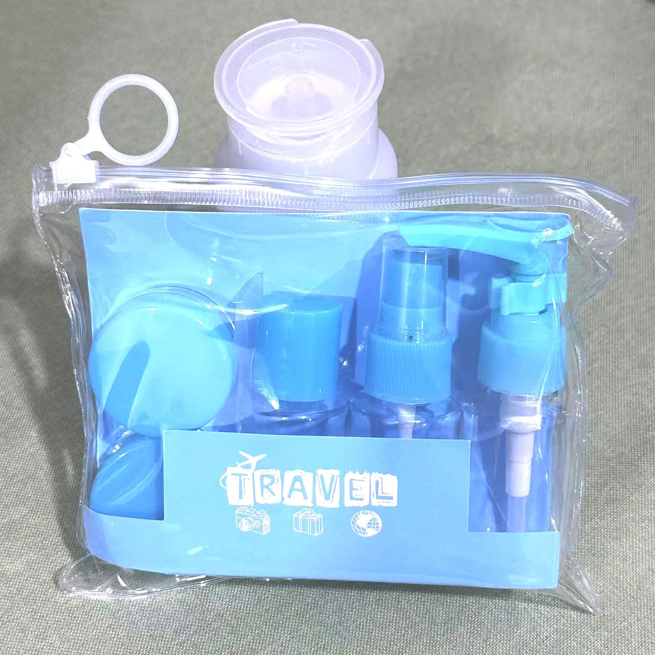 6 PCS Travel Bottles Set Leak Proof Press Type Refillable Containers For Cosmetics Lotion Cream Liquid Toiletries Storage Peaceful Pleasures Health and Wellness Light blue