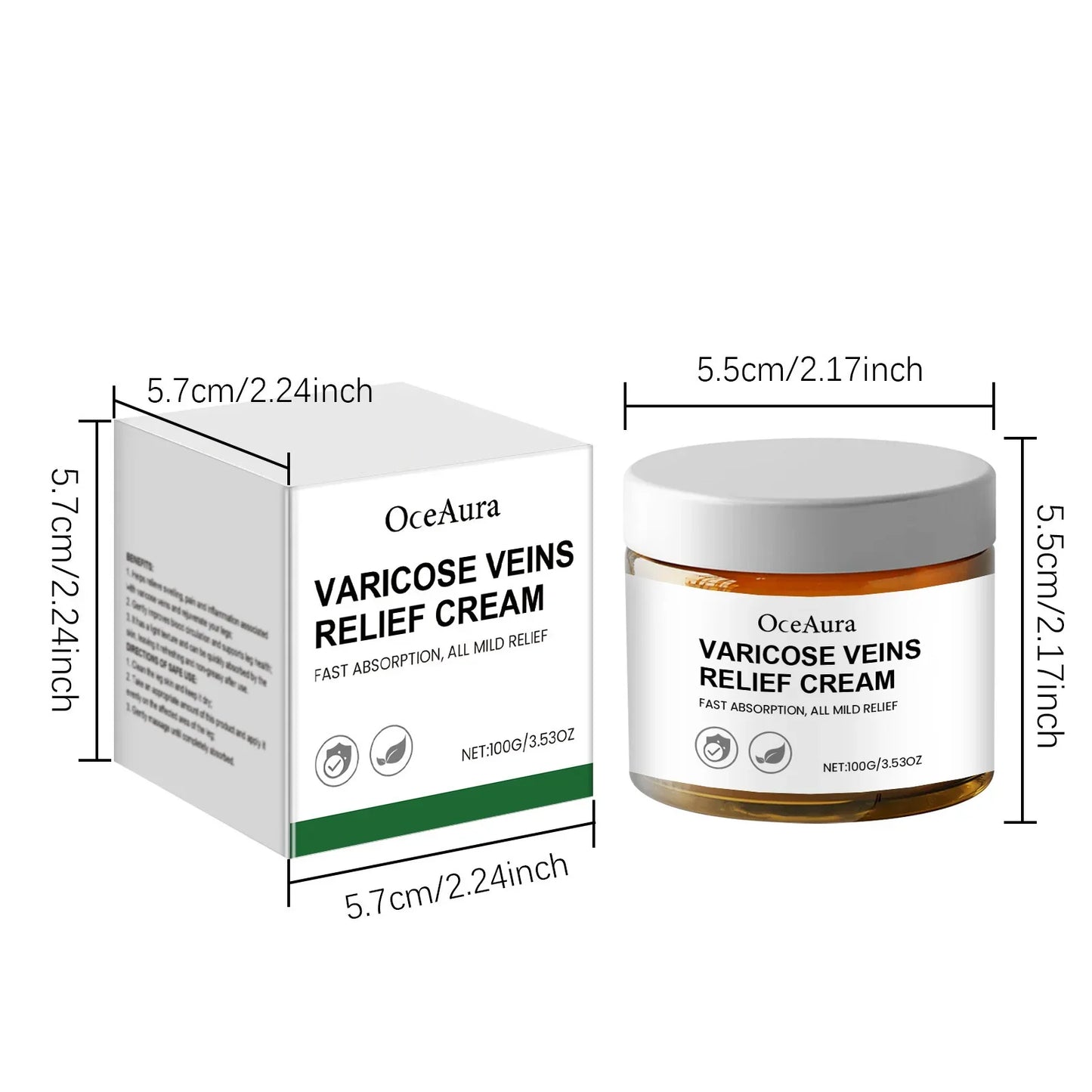 OceAura Leg Vein Support Cream – Circulation & Firming 100g