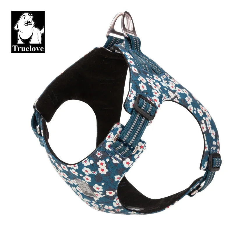 Truelove Pet Harness Floral Floral Doggy Harness Dog Vest Type Dog Walking Chain Small Medium Puppy Cat Printed Cotton TLH1912 Peaceful Pleasures Health and Wellness SAXONY BLUE XXS China Mainland