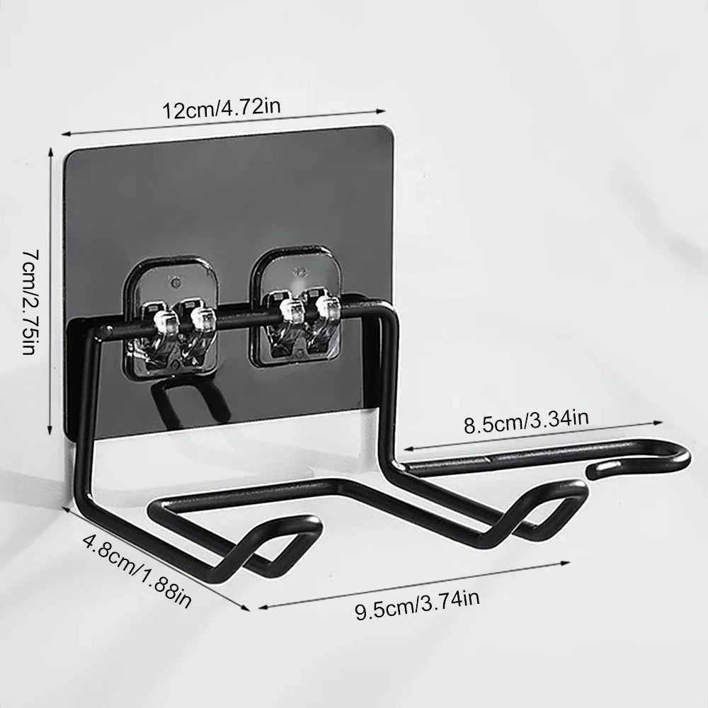 Hair Dryer Holder Rack Wall Mounted Hair Straightener Dryer Holders Bathroom Organizer Storage Rack Shelf Bathroom Accessories Peaceful Pleasures Health and Wellness black