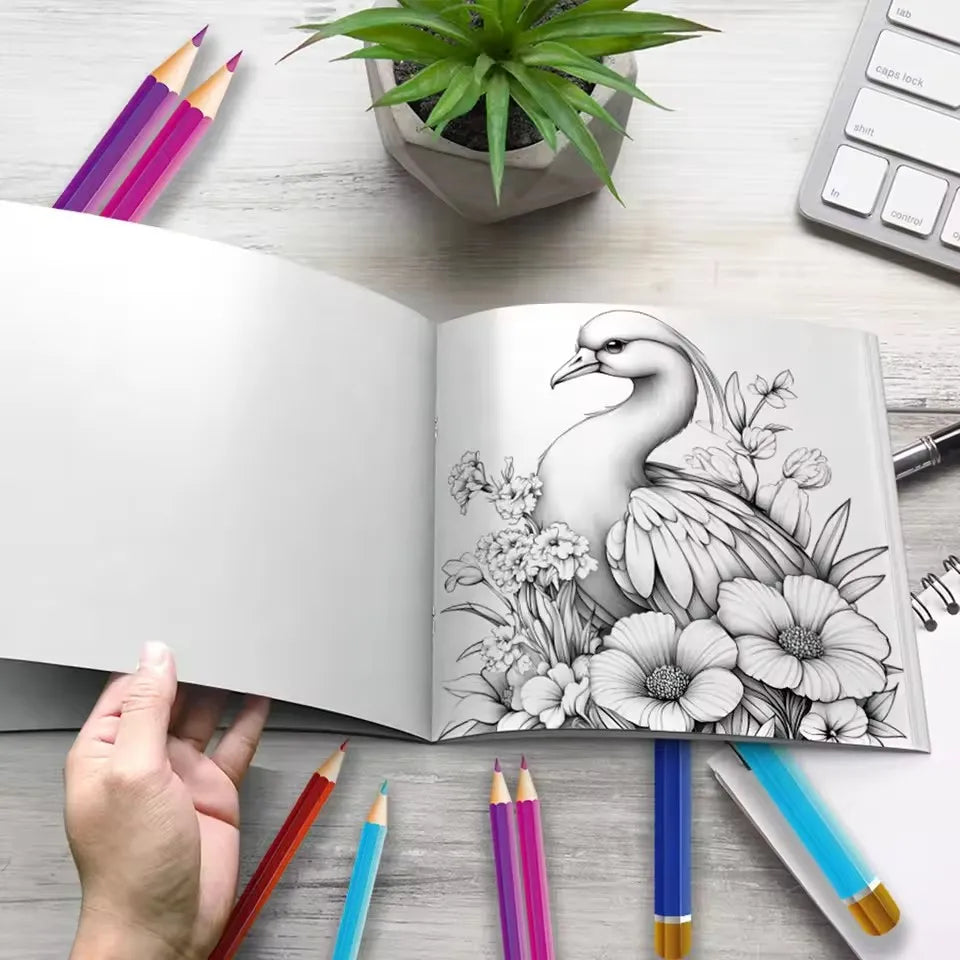 Animal World Coloring Book 20 Pages Adult Picture Animals Drawings
