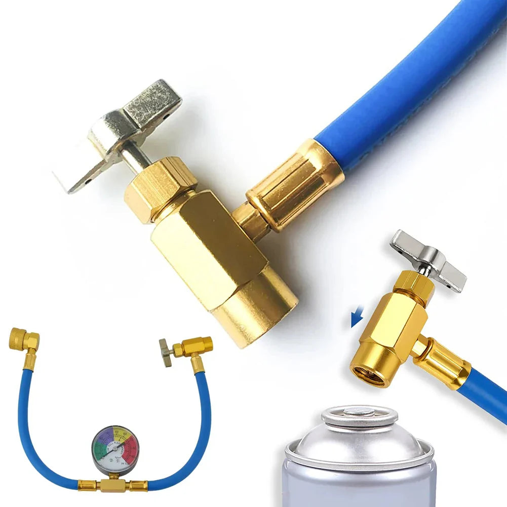 R134A Refrigerant Charge Hose Kit with Pressure Gauge