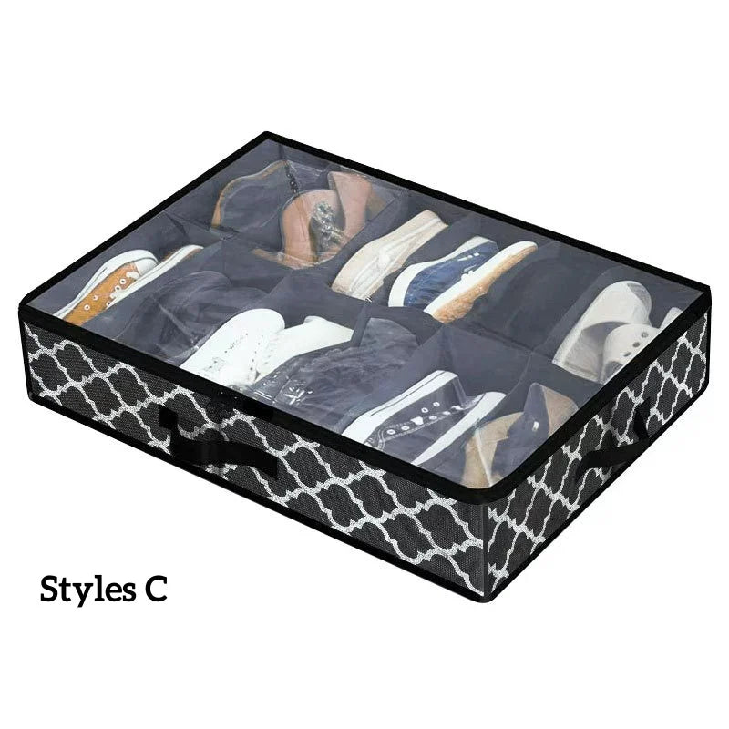 Under Bed Shoe Organizer – Fits 12 Pairs, Foldable Storage
