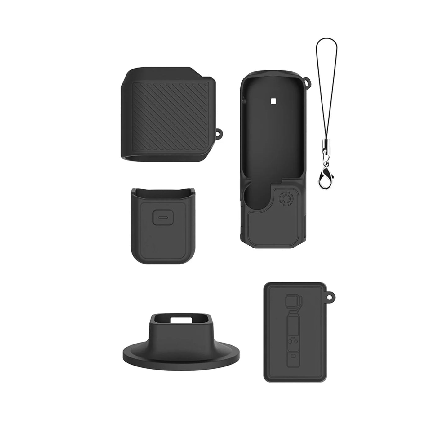 Soft Silicone Case For DJI Pocket 4 With Base Stand And Wrist Strap Thick Shockproof Cover Non-Slip Design For Secure Handling Peaceful Pleasures Health and Wellness Black