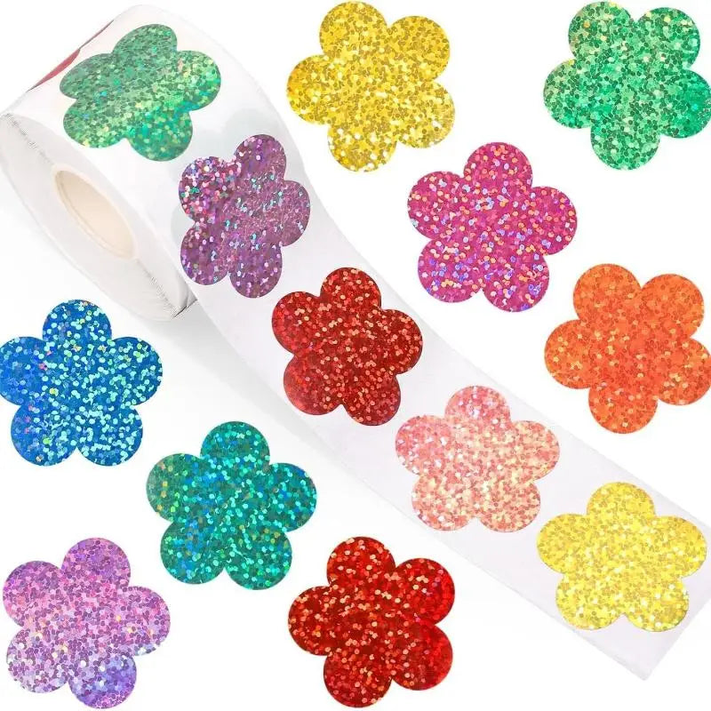 500pcs Glitter Flower Stickers for Party, Scrapbooking & Gifts Craft Stickers Set Peaceful Pleasures Health and Wellness A3