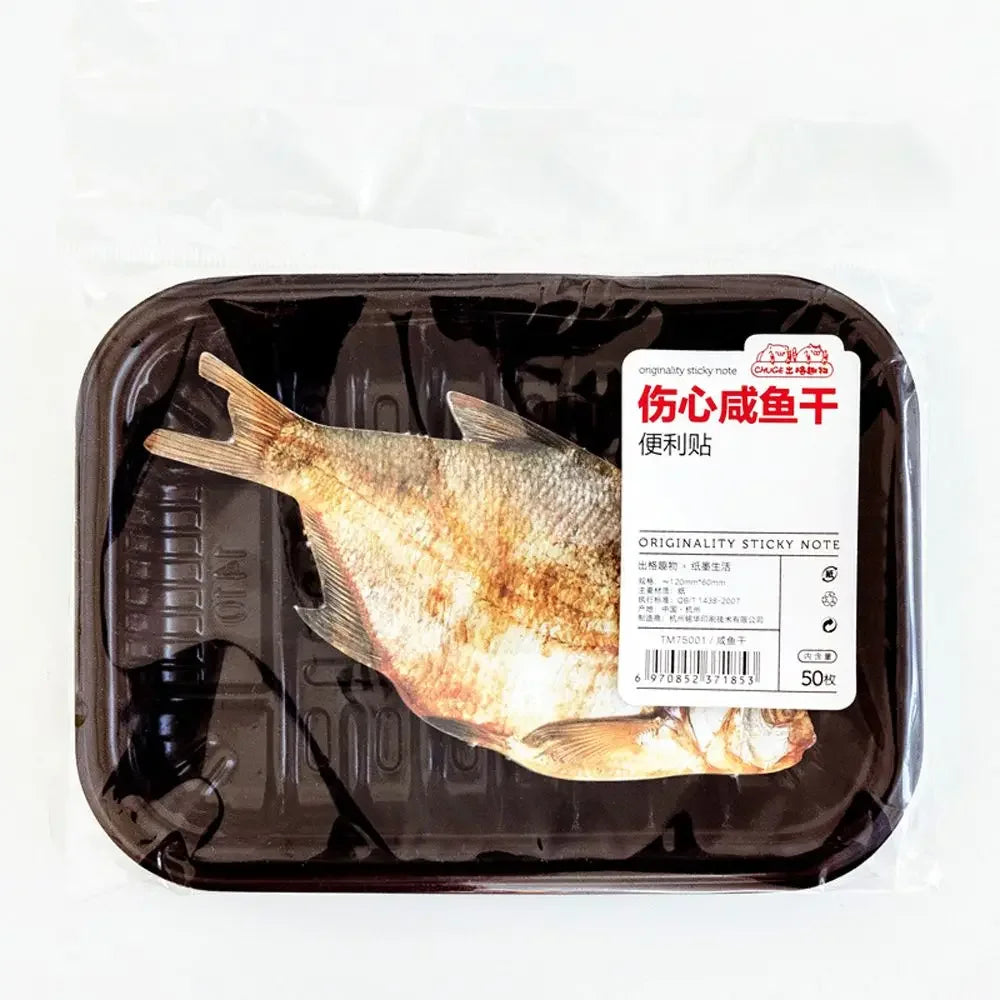 Japanese Style Notepad Students Gift Simulation Fish Meat Sticky Notes Self-Adhesive Pads School Stationery Supplies Memo Pad Peaceful Pleasures Health and Wellness Dried Salted Fish
