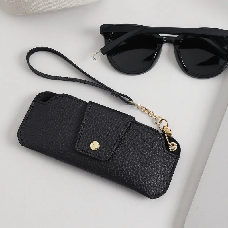 Slim PU Leather Sunglass Case with Wrist Strap | Travel