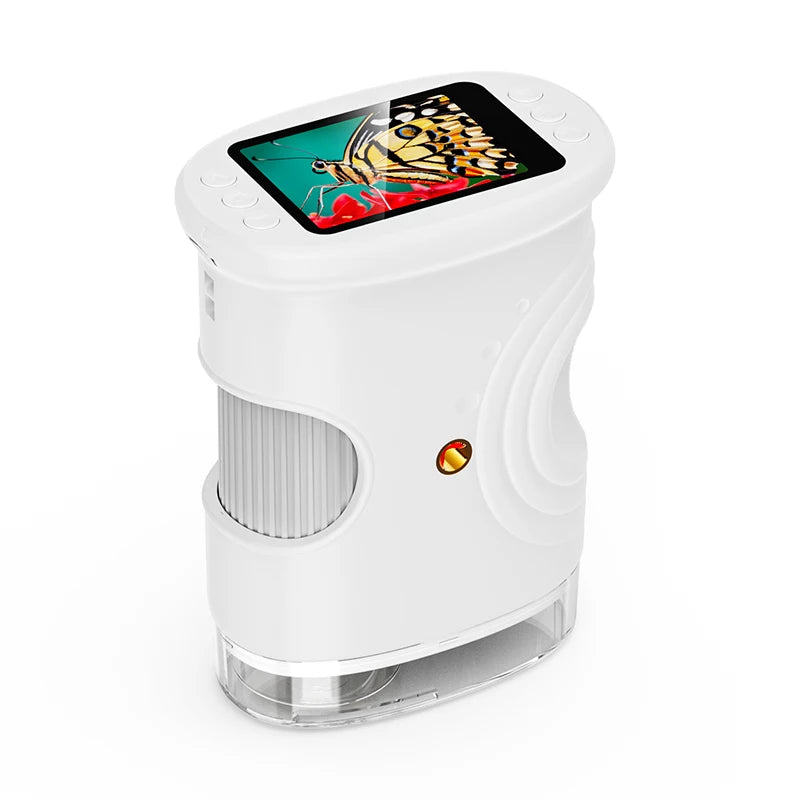 1000X Pocket Microscope for Kids with 4K 2.0" Screen Digital Handheld Rechargeable Portable Science Toy STEM Educational Gift Peaceful Pleasures Health and Wellness White