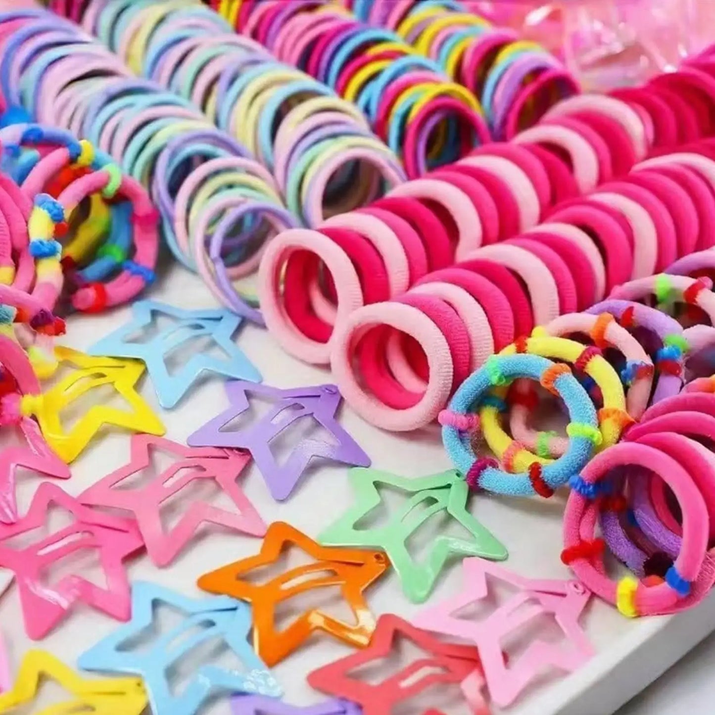 Girls Hair Accessories Set – Bows, Elastics & Barrettes