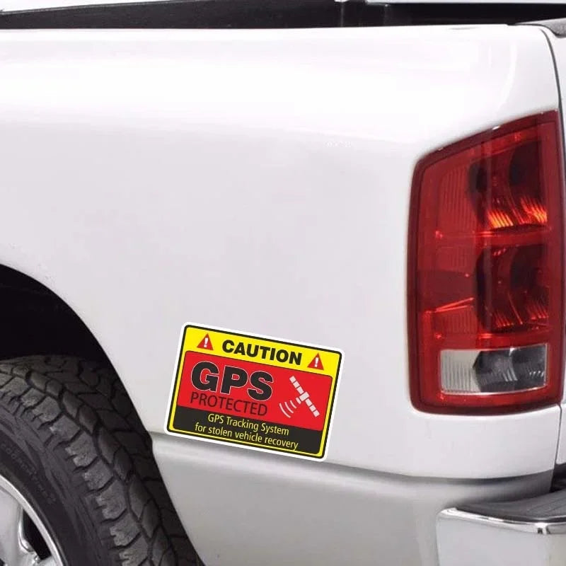 4PCs 7.3CM*4.8CM Warning Car Sticker Caution GPS Tracking System Protected Decal Car Window Bumper Stickers Peaceful Pleasures Health and Wellness