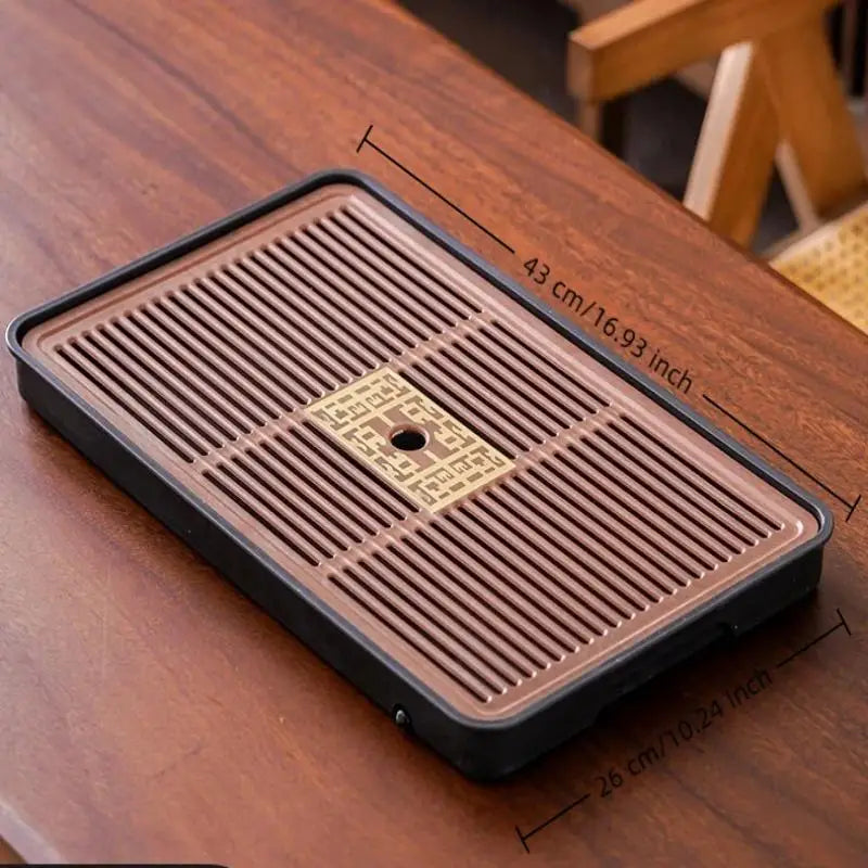 Gongfu Tea Tray Vintage Wood Drawer Storage & Drain Tea Ceremony Tray Peaceful Pleasures Health and Wellness L