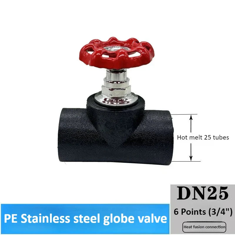 Copper Globe Valve DN20–DN63 Handwheel Gate for PE Pipe