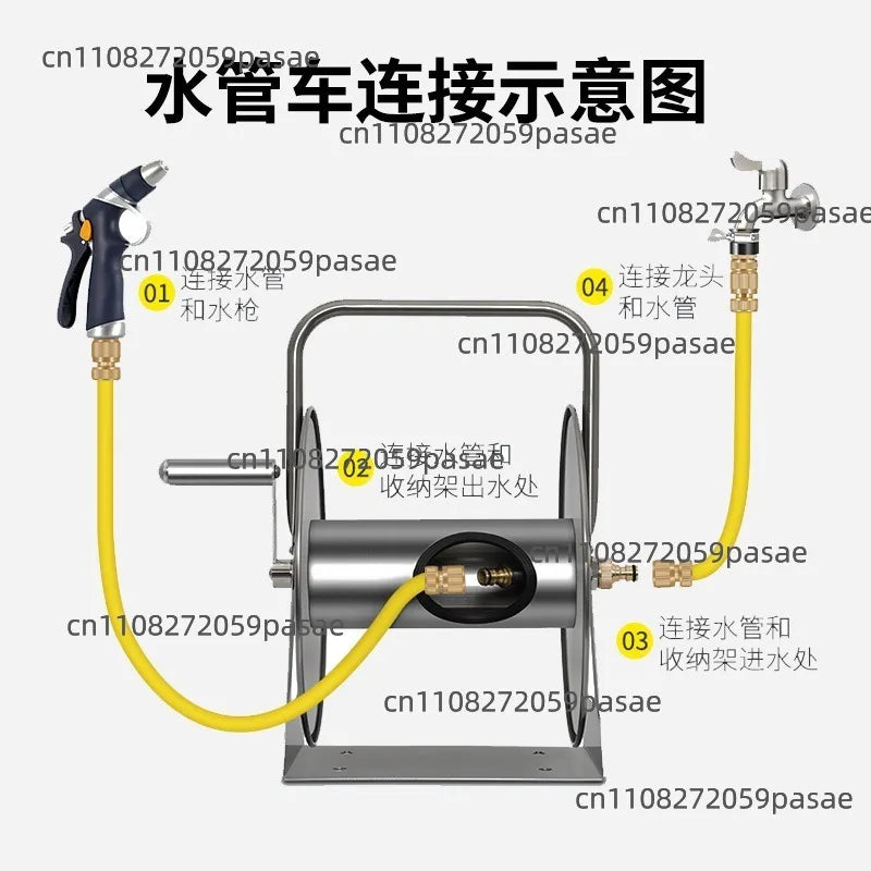 Stainless Steel Wall-Mounted Hose Holder & Storage Rack