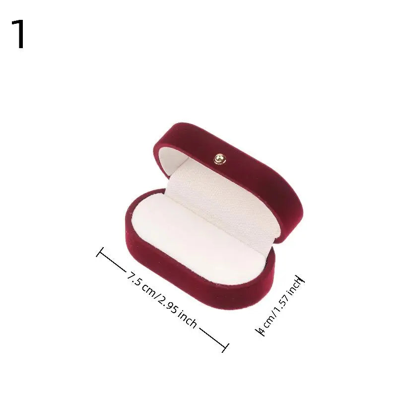 Red Flocking Gold Buckle Jewelry Box Pendant Ring Necklace Earring Bracelet Display Storage Box Packaging Box Wedding Rings Box Peaceful Pleasures Health and Wellness A1