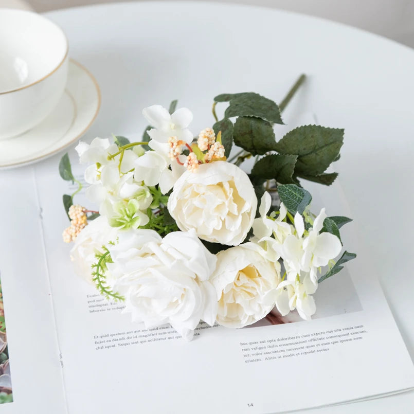 Silk Artificial Rose Peony Bouquet – Wedding & Home Décor