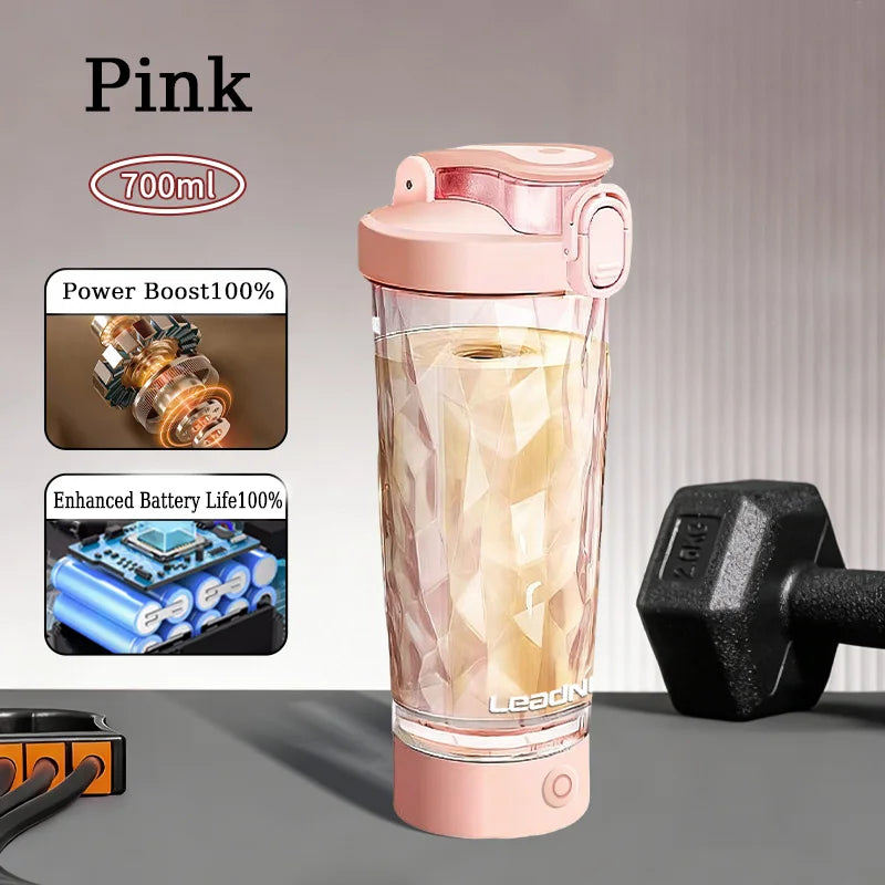Portable Blenders Cup 700ml Rechargeable Electric Mixing Cup Protein Powder Shaker Cup for Sports Travel Home Milk Coffee Mixer Peaceful Pleasures Health and Wellness Pink 700ml