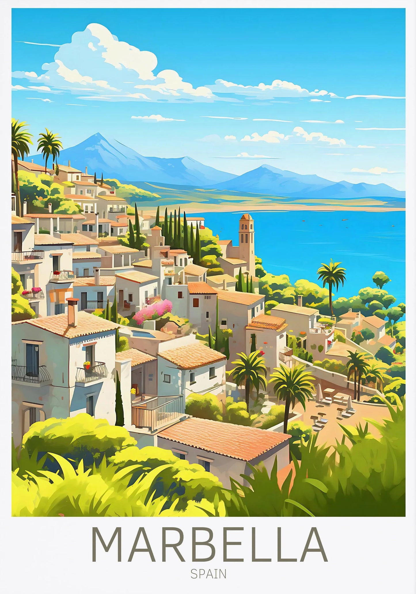 Spain Travel Poster Canvas Print | Barcelona Madrid Granada Wall Art