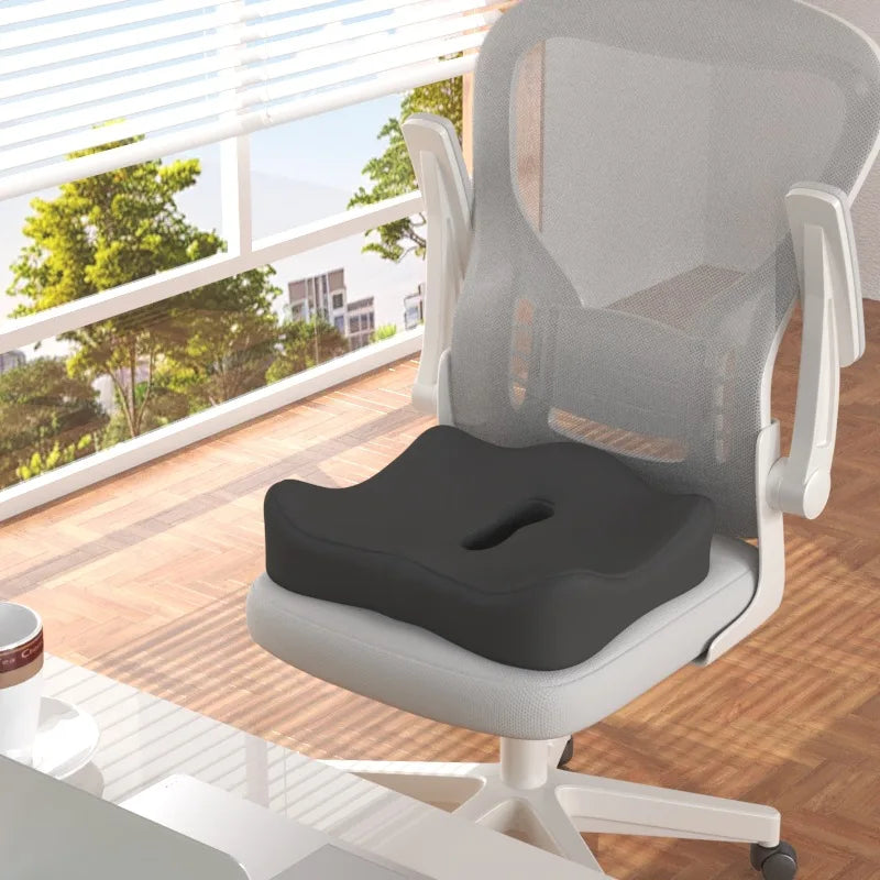 Memory Foam Seat Cushion – Spine Support for Office, Car & Desk