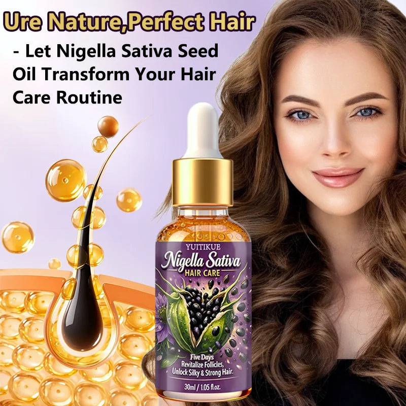 YUITIKUE Nigella Sativa Hair Care Oil | 5 Days Formula To Revitalize Follicles | For Silky, Strong & Healthy Hair 30ml Peaceful Pleasures Health and Wellness