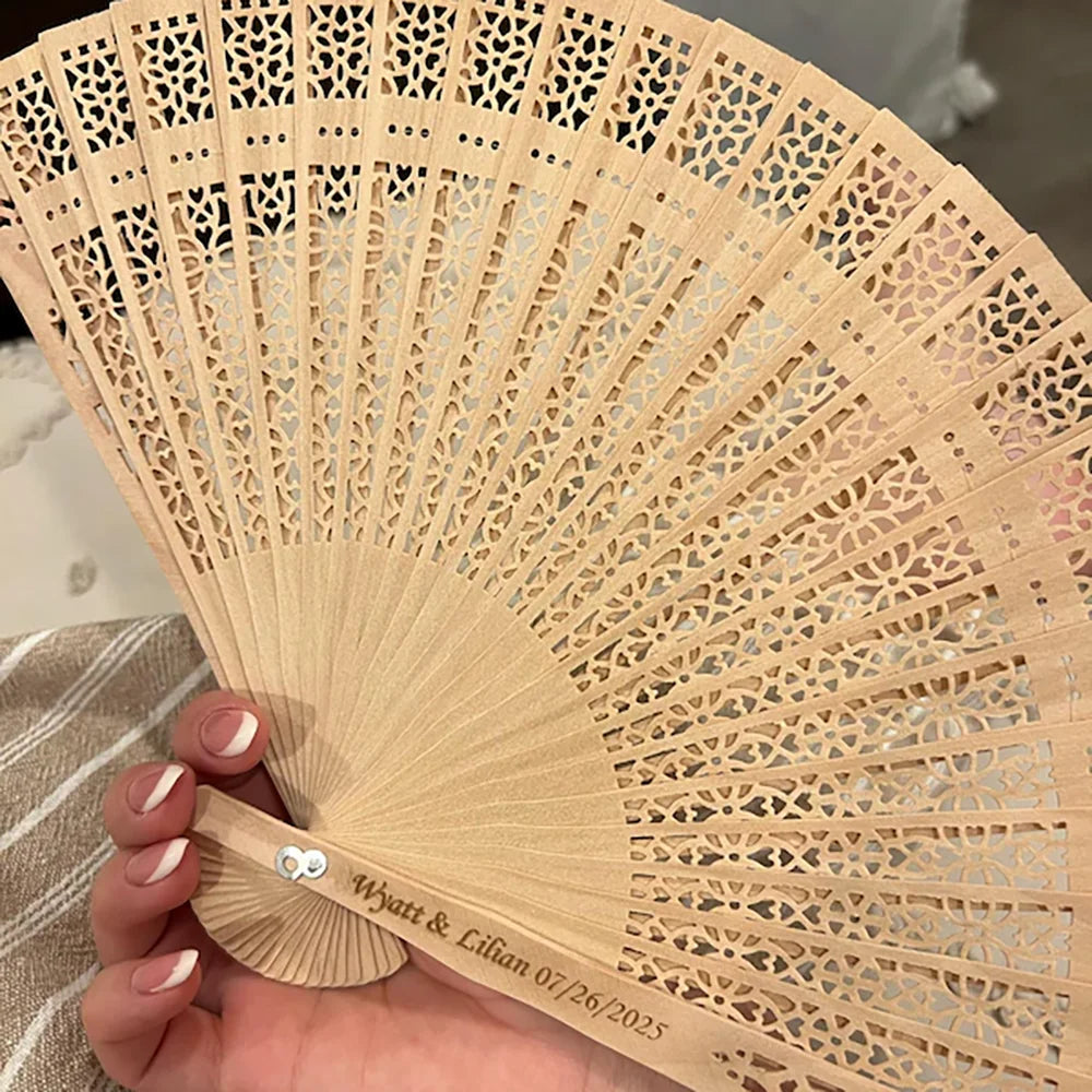 Custom 10Pcs Wooden Hand Fan Engraved Folding Wedding Fan Bachelorette Party Supplies Bridal Shower Bridesmaid Guest Gift Peaceful Pleasures Health and Wellness