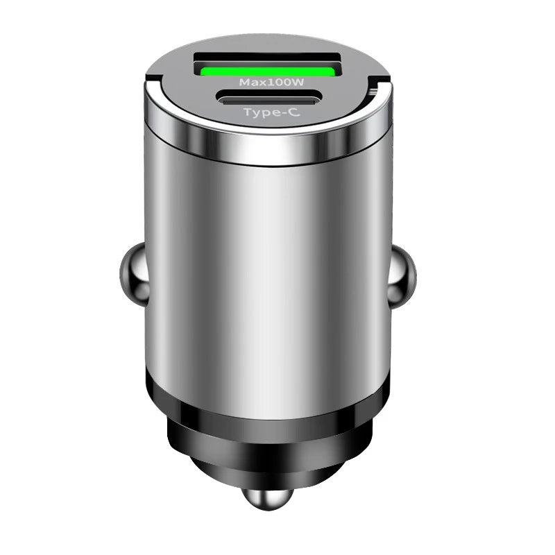 100W Dual USB Car Charger QC3.0 PD Fast Charging Adapter