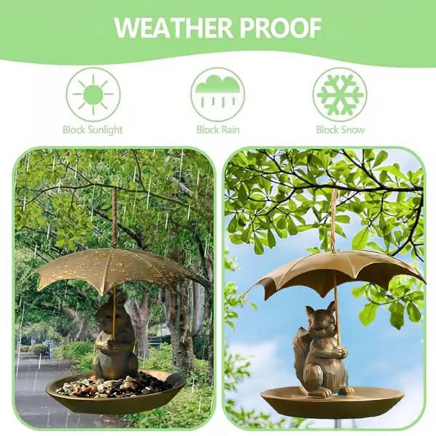 Metal Bird Feeder with Umbrella – Squirrel Cat Dog Garden Decor