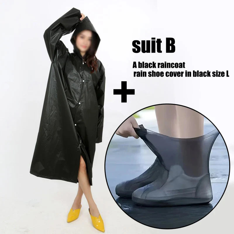EVA Unisex Waterproof Raincoat & Rain Shoe Cover Set