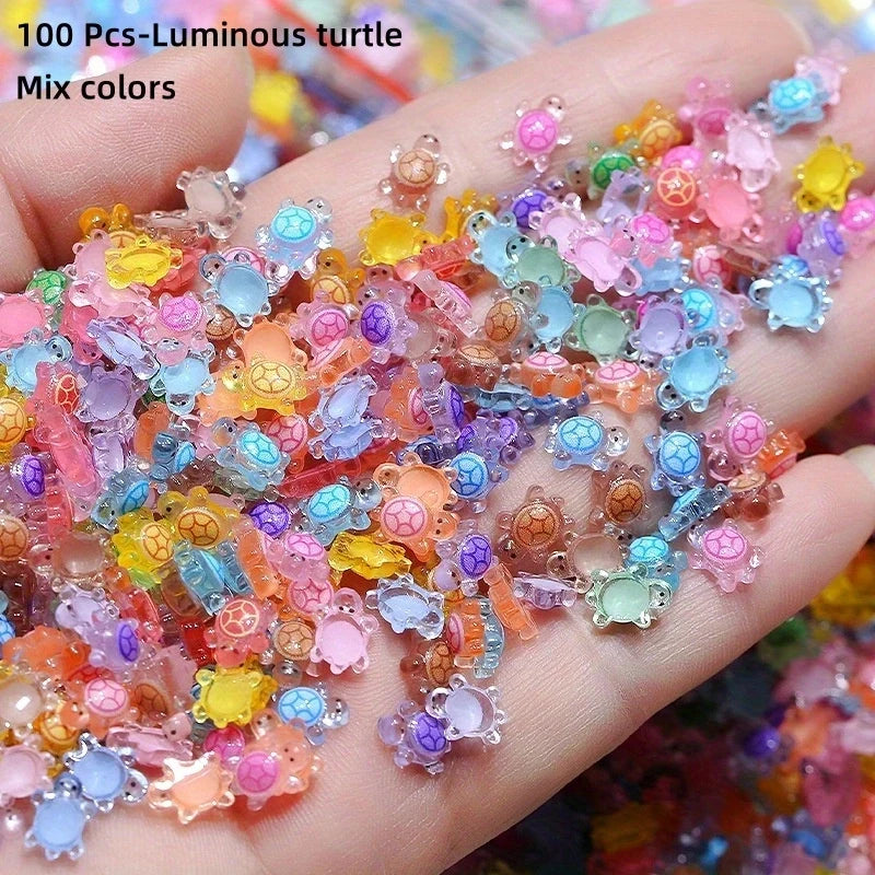 Glow in the Dark Mini Resin Sea Turtles – 100/200 Pcs Miniatures
