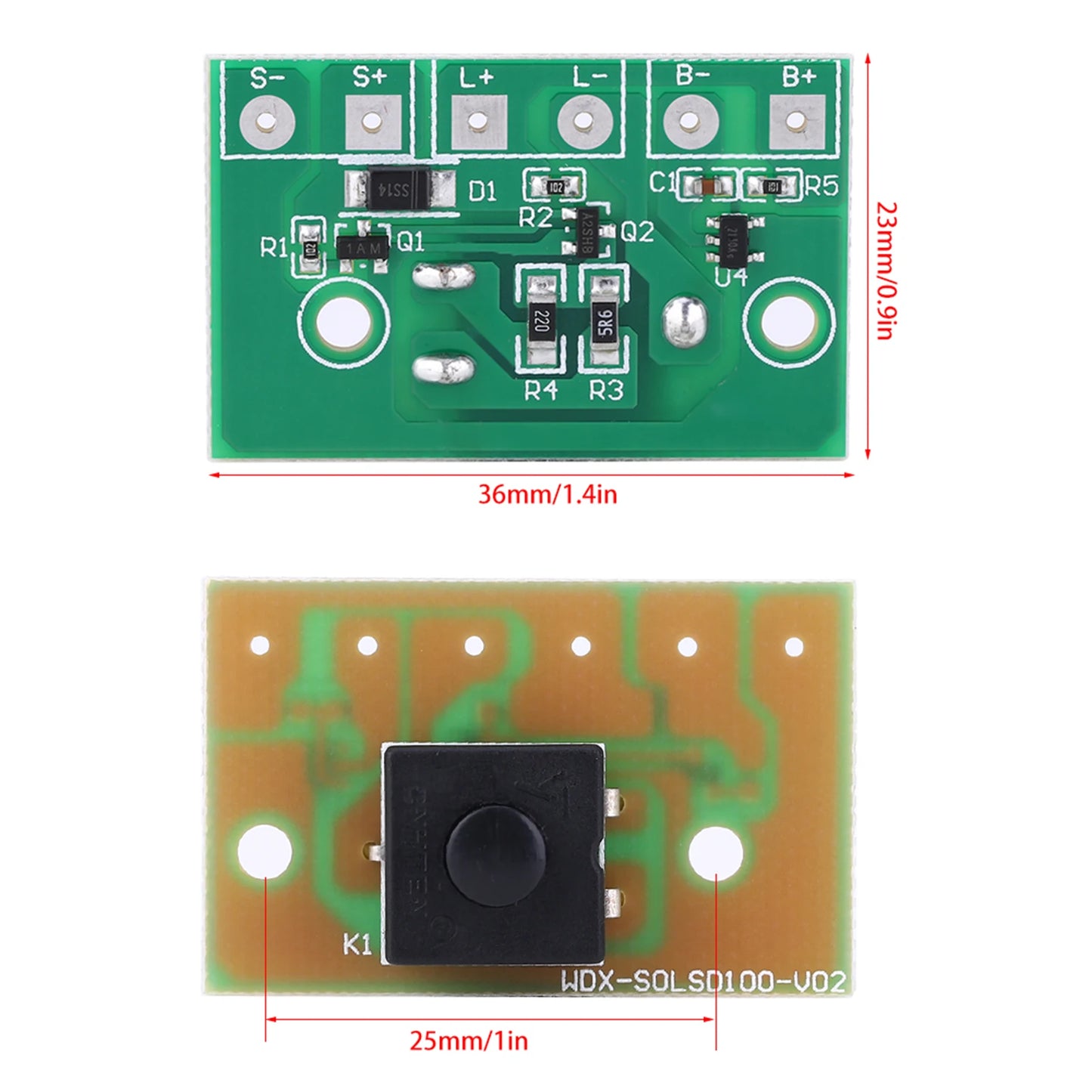 Solar Lawn Lamp Control Board Solar Lamp Controller Module Control Circuit Board with for 3.7V Lithium Battery Peaceful Pleasures Health and Wellness