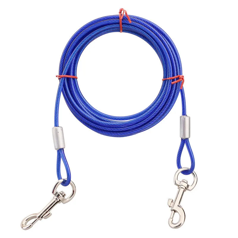 Heavy Duty 3m Dog Tie Out Cable Leash Durable Metal Glue Coated Steel Wire Outdoor Traction Rope Peaceful Pleasures Health and Wellness Blue-M(M)3M