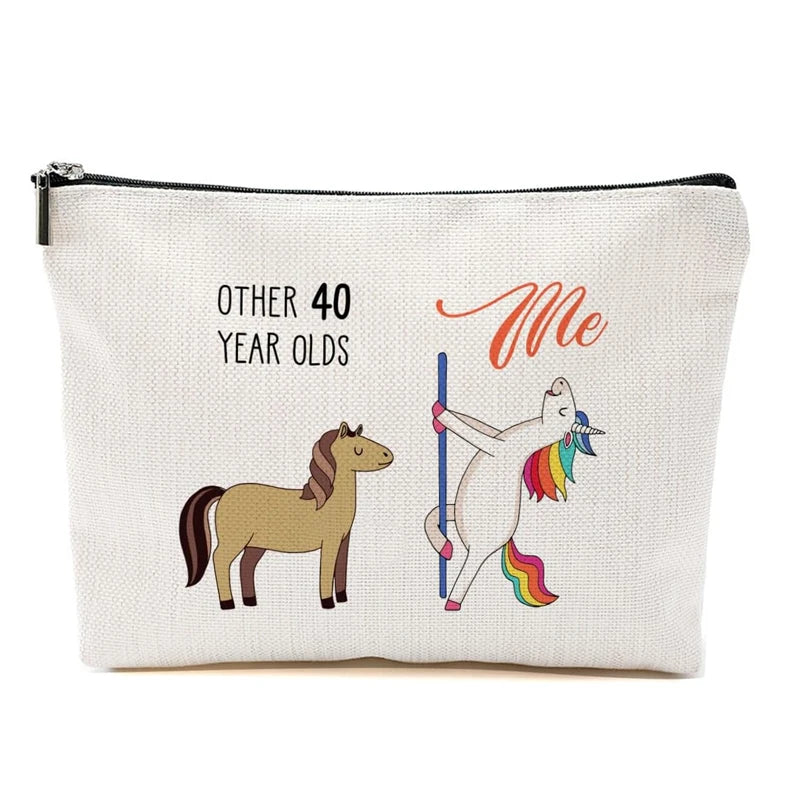 Funny 40th Birthday Gifts for Women 1986 Makeup Bag Cosmetic Travel 40 Year Old for Mom Friends Wife Birthday Party Decoration Peaceful Pleasures Health and Wellness C 15.5x22.5x4.5cm