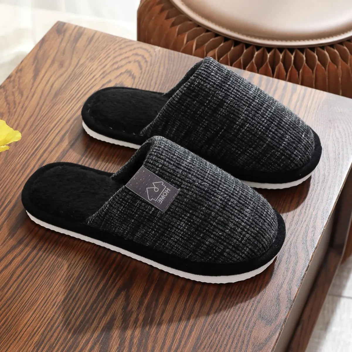 Men's Winter Plush Indoor Slippers – Warm Non-Slip House Shoes