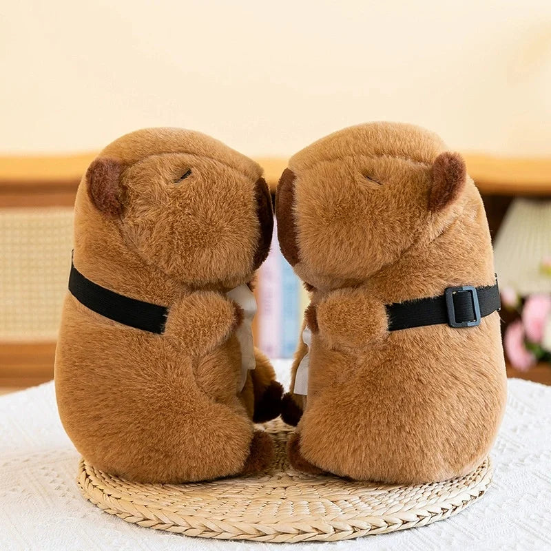 Capybara Plush Car Tissue Box Holder & Armrest Organizer