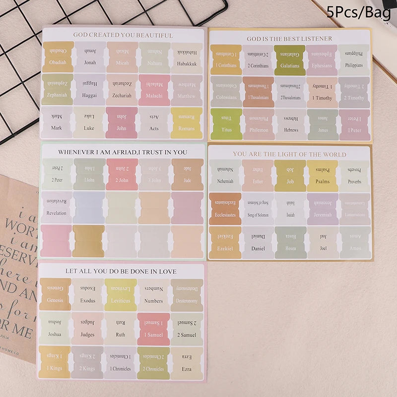 Boho Laminated Bible Tabs – 5 Index Tabs for Study Bible