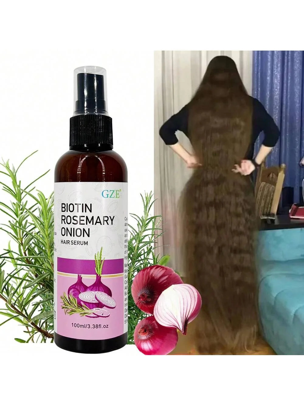 GZE Biotin Rosemary Onion Hair Serum – Heat Protection 100ml Hair Growth Serum Peaceful Pleasures Health and Wellness