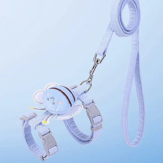 Cartoon Bee Cat Harness Leash Set – Adjustable Walking Vest