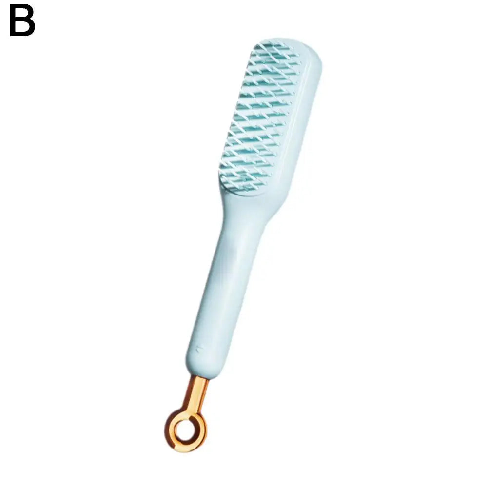 Magic Retractable Self-Cleaning Scalp Massage Comb Peaceful Pleasures Health and Wellness Blue