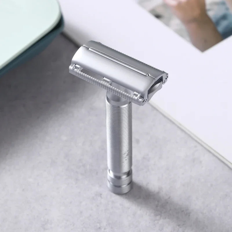 Yaqi Monarch Matte Chrome Color Safety Razor Zinc Alloy Razor Head And Aluminium+Brass Handle Lightweight Durability Razor Peaceful Pleasures Health and Wellness