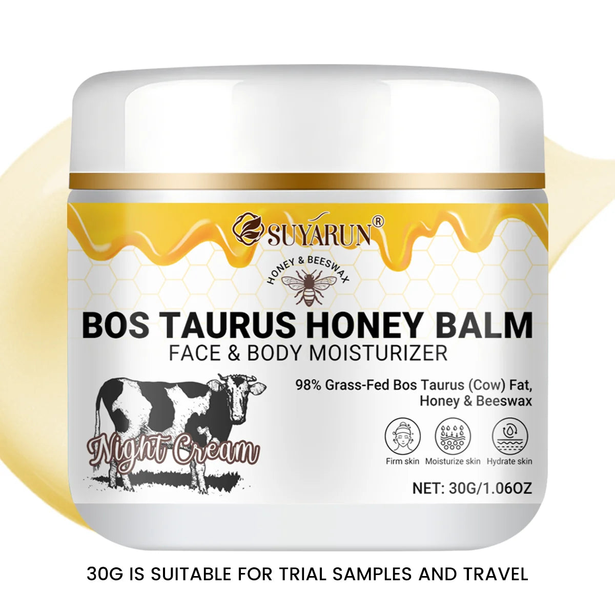 SUYARUN Ultra-Nourishing Tallow Face & Body Cream with Honey&Vitamin C – Moisturizing Skincare for Dry Skin, Natural Anti-Aging. Peaceful Pleasures Health and Wellness 30g