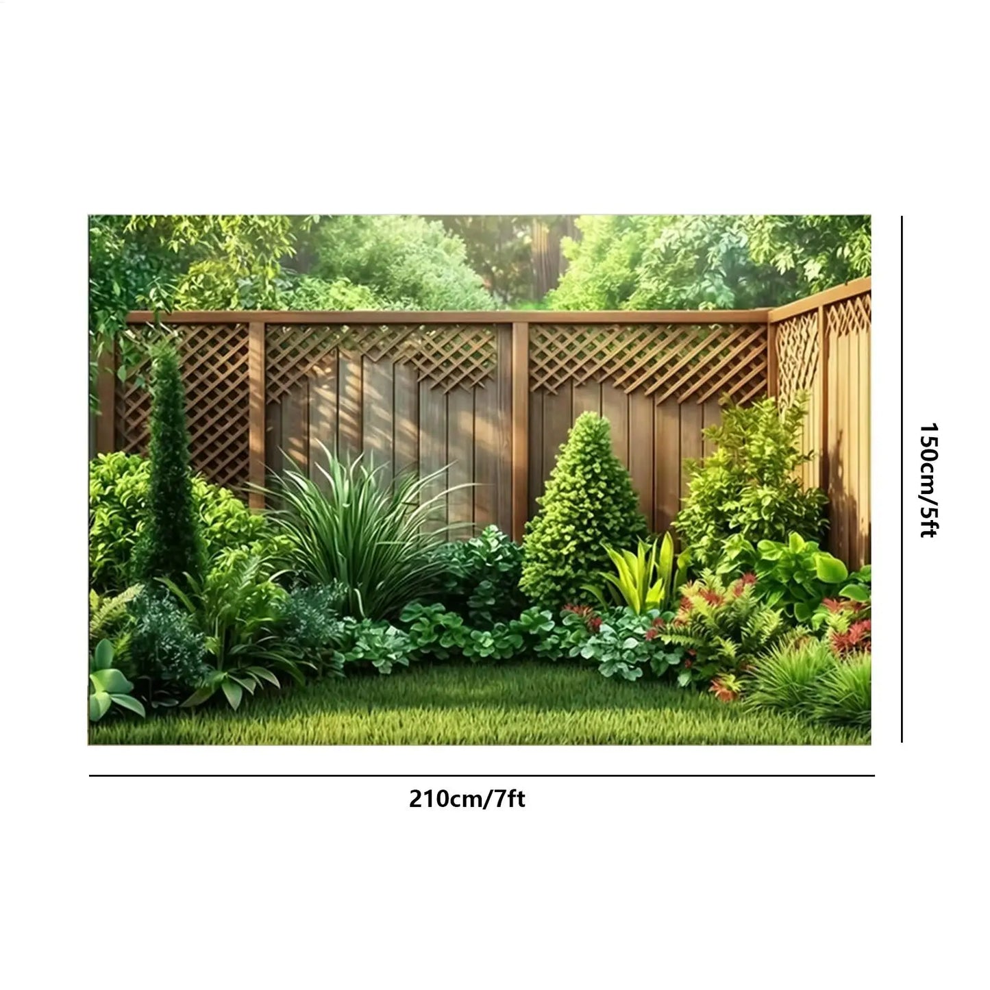 Greenery Backdrop Banner – Garden Fence Photo Background 7x5ft