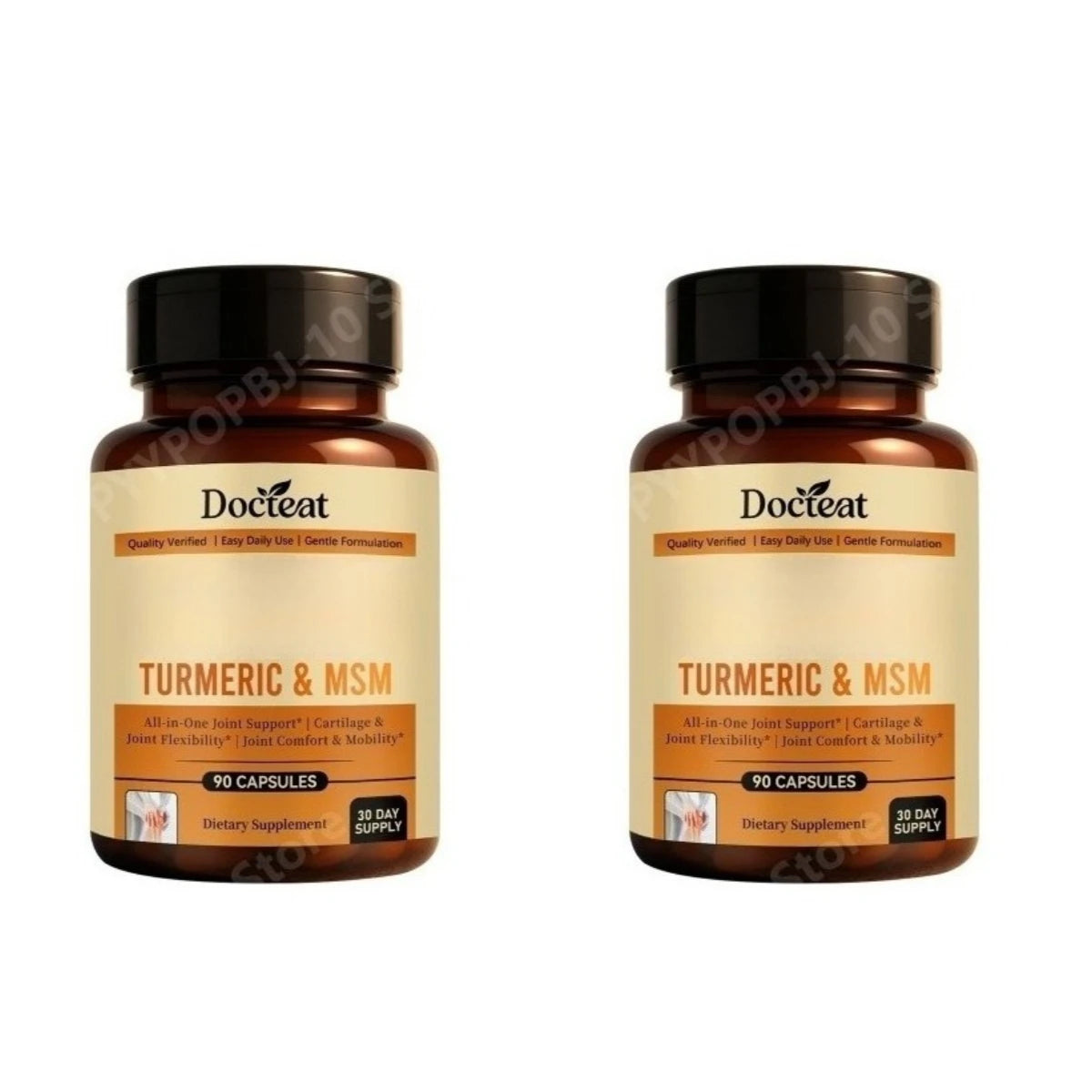 Turmeric & MSM Complex Capsules for Daily Wellness and Mobility Support 90 Count Peaceful Pleasures Health and Wellness 2bottles 180capsules