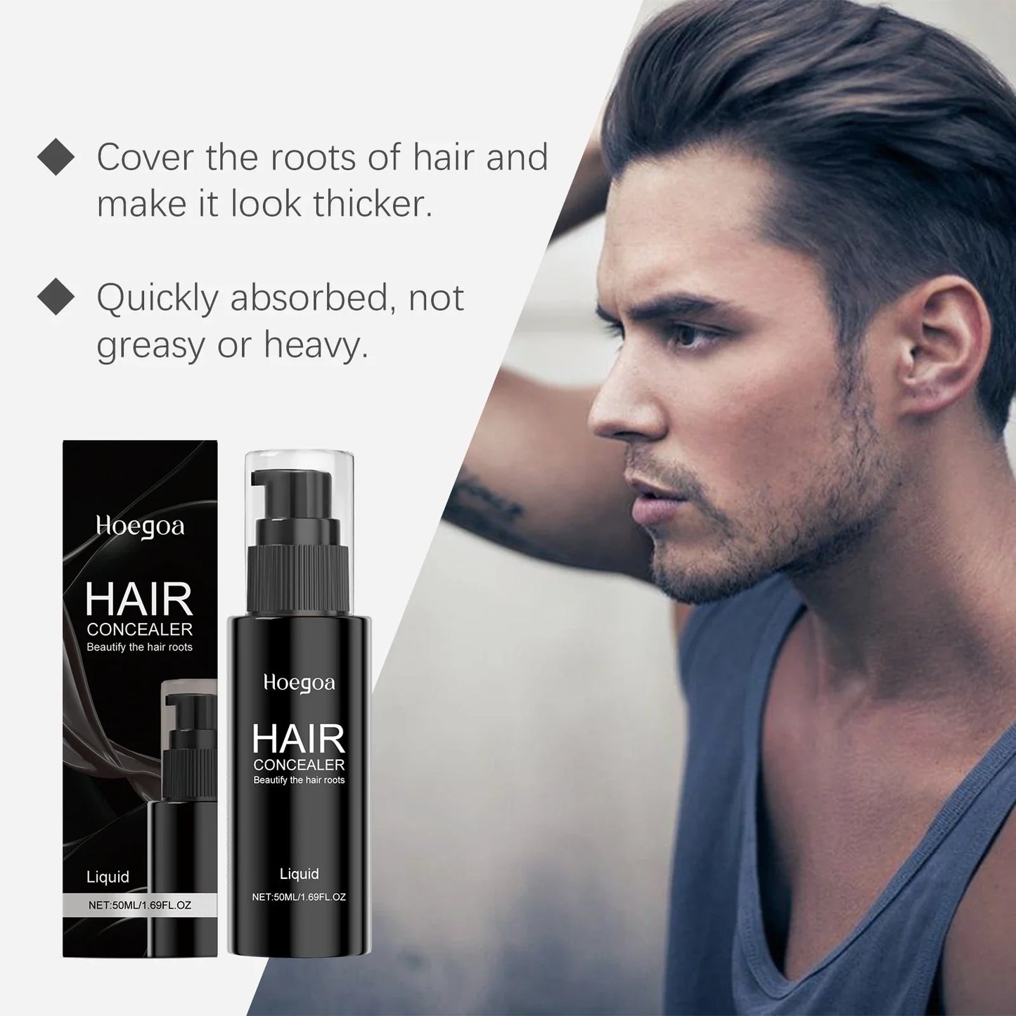 HOEGOA 50ml Hair Root Concealer – Waterproof Gray Cover Liquid