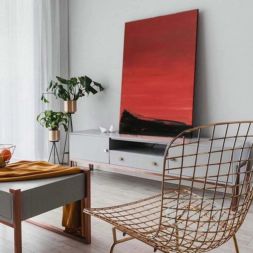 Red & Black Abstract Hand-Painted Canvas Wall Art | Nordic Décor Hand-Painted Canvas Art Peaceful Pleasures Health and Wellness