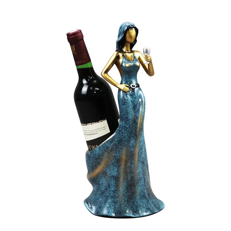 Red Wine Rack Home Decoration Ornaments Grape Wine Display Rack Cabinet Decoration Creative Design Sexy Girl Wine Bottle Holder Peaceful Pleasures Health and Wellness blue