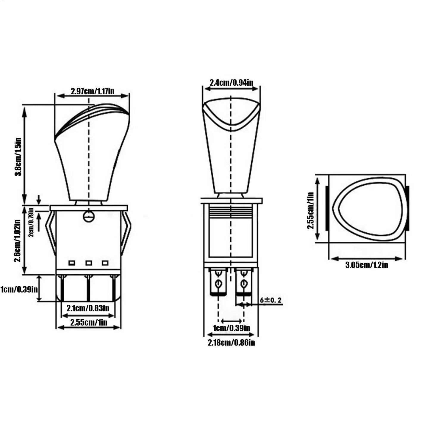 DPDT 6-Pin Latching Rocker Switch | Forward Stop Reverse KCD4
